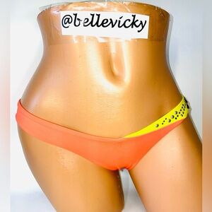 NWT Victoria’s Secret Cheeky Brazilian Bottom Orange Yellow Metal Accents E89